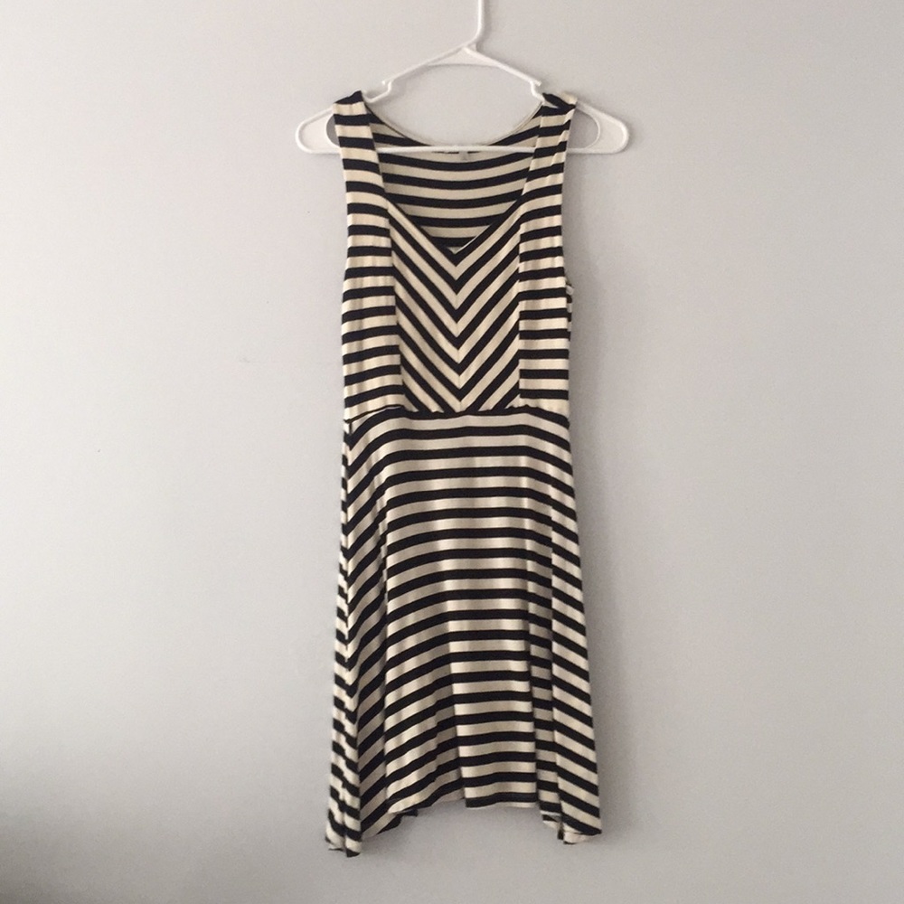 Blacks and Cream Striped Dress